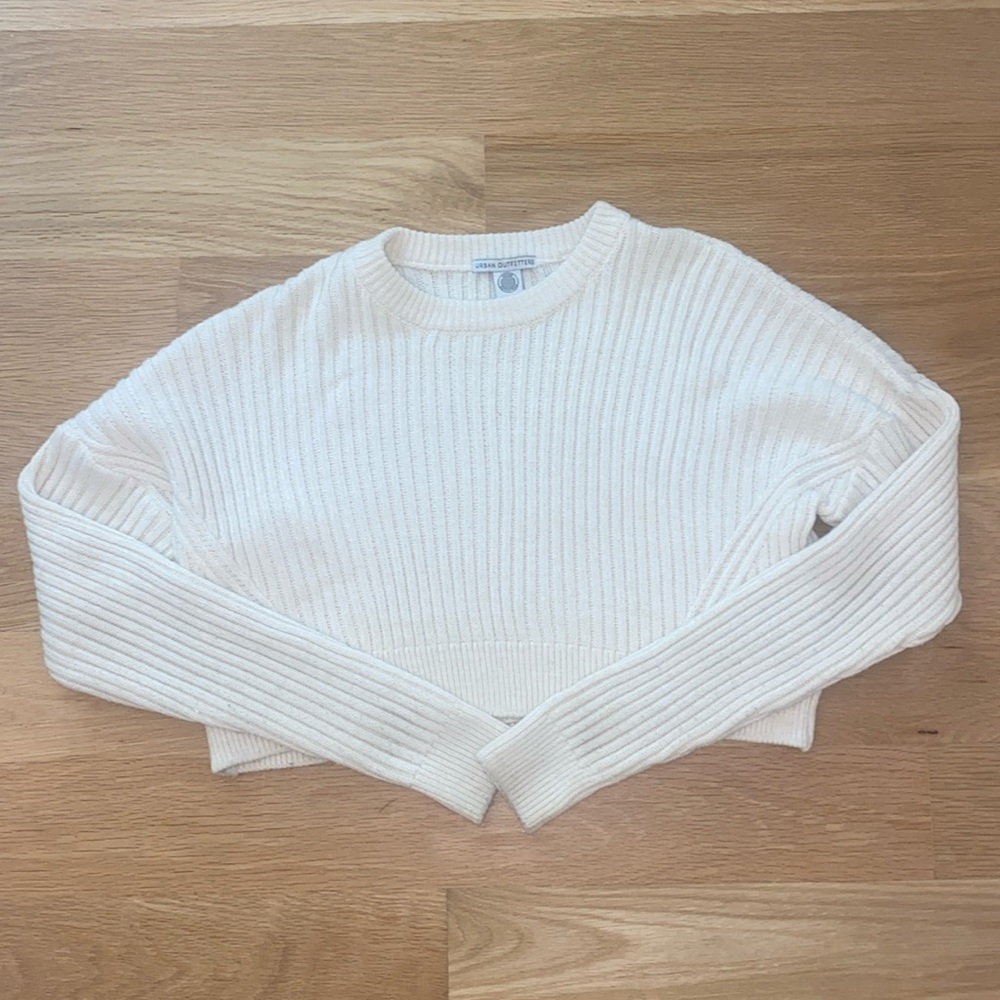 Urban Outfitters white, knit, cropped sweater.